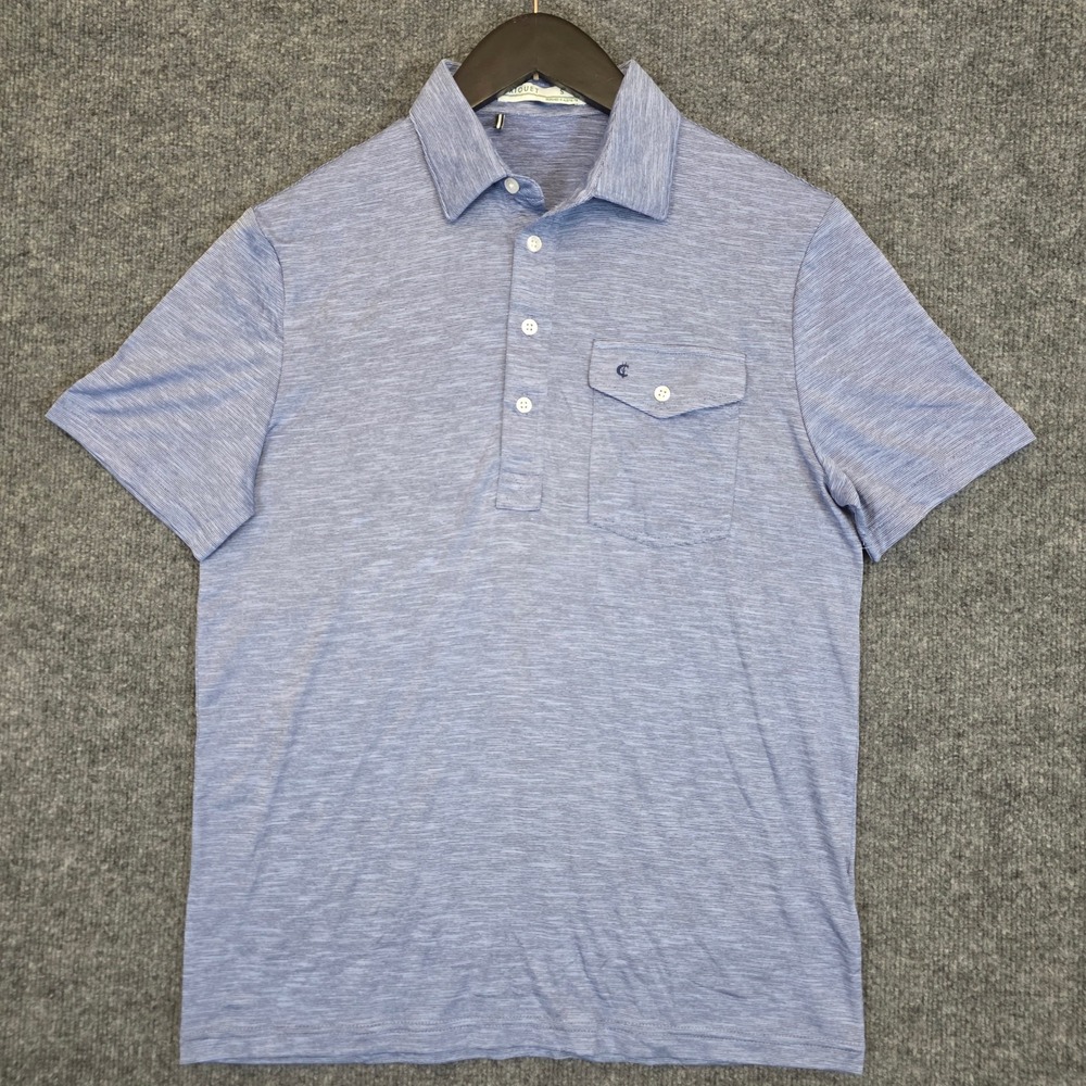 Criquet Polo Shirt Men S Blue Heather Performance Short Sleeve Pocket